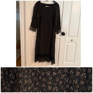 J. Jill Elegant Black Floral Dress Size 8 cottage core library chic 90s